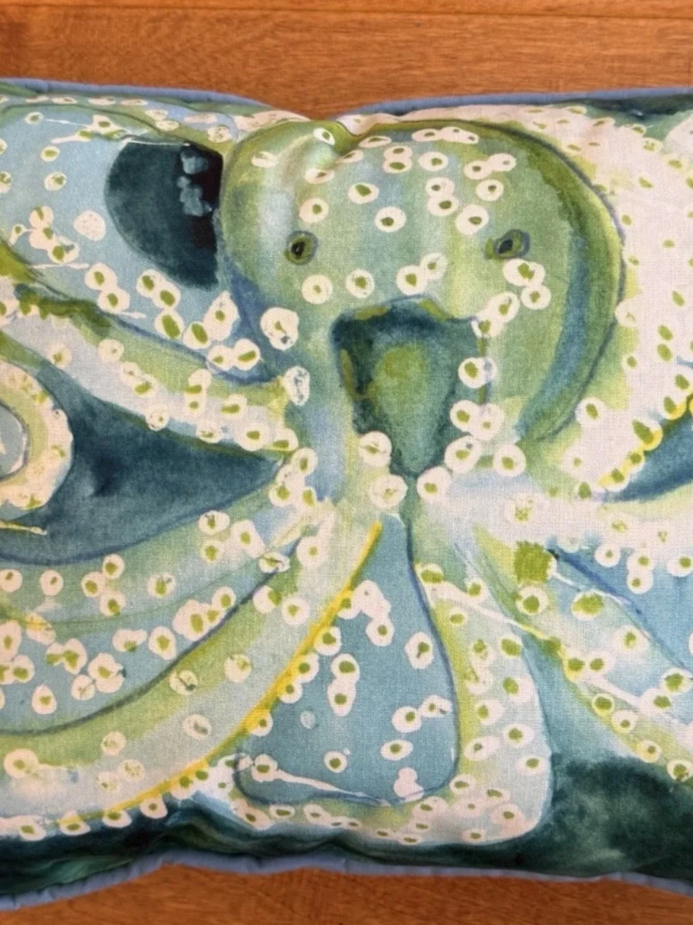 Betsy Drake Octopus Throw Pillow 15” X 19” Artist Water Resistant NEW Blue Green